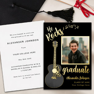 Fun Modern Graduate Photo Script Black and Gold