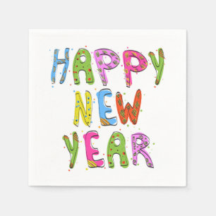 Fun Modern Happy New Year   Holidays Napkin