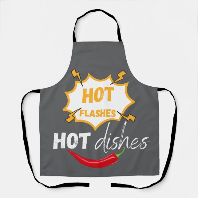 Fun Modern Hot Flashes Hot Dishes Apron (Front)