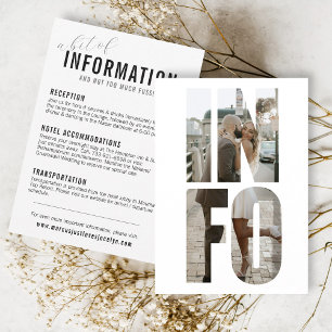 Fun Modern INFO Photo Words Wedding Details Card
