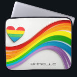 Fun Modern LGBT Pride Rainbow Personalised Name Laptop Sleeve<br><div class="desc">This modern design features a colourful rainbow heart and wave of rainbow papers strips. Your personalised name is below. Personalise by editing the text in the text box provided. #lgbt #pride #lesbian #gay #personalised #personalizegifts #lgbtgifts #heart #love #loveislove #equality #transgender #electronics #gift #gifts #laptopsleeves #officesupplies #schoolsupplies #laptopcases #computer</div>