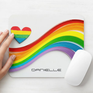 Fun Modern LGBT Pride Rainbow Personalised Name Mouse Pad