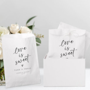 Fun Modern Love is Sweet Handwriting Heart Wedding Favour Bags