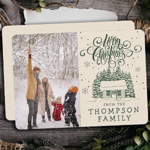 Fun Modern Merry Christmas Tree Script Typography Holiday Card