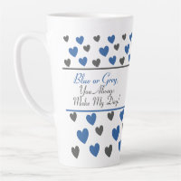 Fun, Modern Motivational Cute Blue, Grey Heart Art