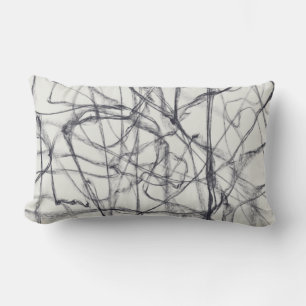 fun modern painted lines black and white lumbar cushion