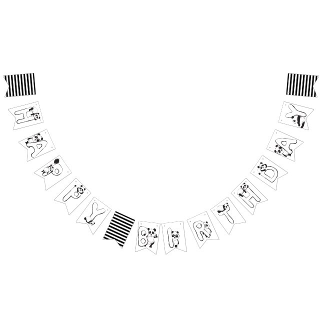 Fun Modern Panda Kids Birthday Bunting (All)