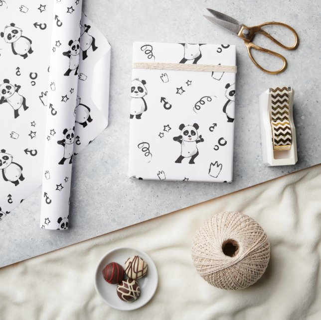 Fun Modern Panda Kids Birthday Wrapping Paper (Crafts)