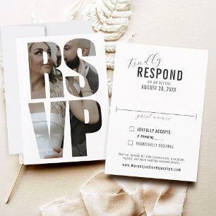 Fun Modern Photo Words Wedding Formal RSVP Card