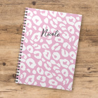 Fun Modern Pink White Leopard Spot Pattern w/ Name