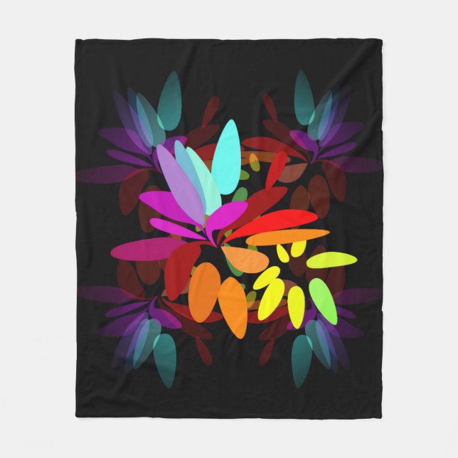 Fun Modern Psychedelic Style Rainbow Print Fleece Blanket (Front)