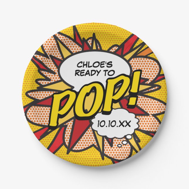 Fun Modern Ready to POP Baby Shower Paper Plate (Front)
