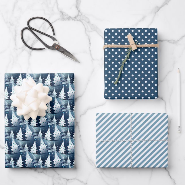 Fun Modern Scandinavian Abstract Pine Tree Pattern Wrapping Paper Sheet (Front)