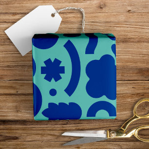 Fun Modern Shapes Colourful Aqua Blue Wrapping Paper