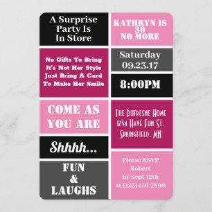 Fun & Modern Surprise Birthday Party II Invitation