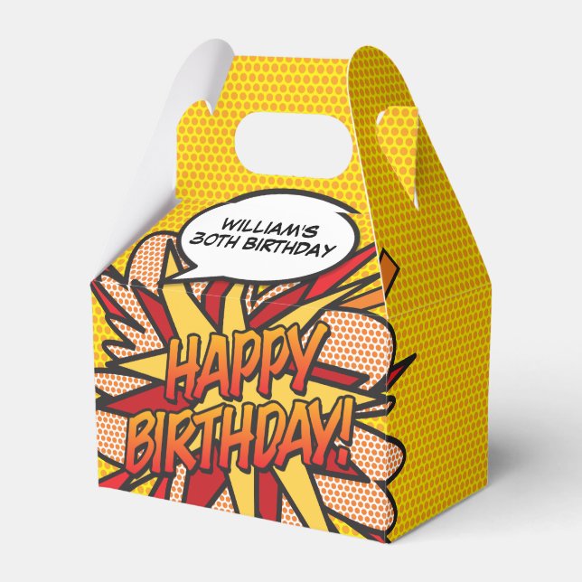 Fun Modern Trendy Comic Book Any Age Birthday Favour Box (Front Side)