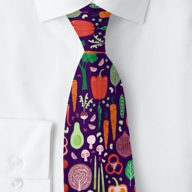 Fun Modern Vegetable Pattern Tie (Fun vegetable food pattern neck tie)