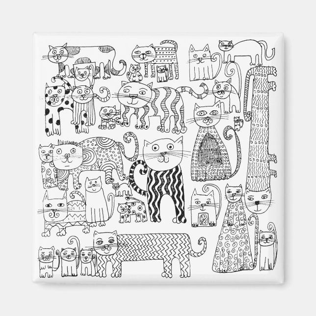 Fun Modern Whimsical Black and White Cats  Magnet (Front)