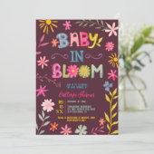 Fun modern whimsical floral baby in bloom shower invitation (Standing Front)