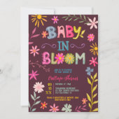Fun modern whimsical floral baby in bloom shower invitation (Front)
