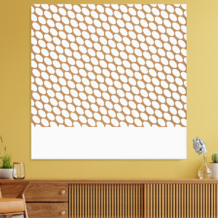 Fun Modern White Tiled Slant Ovals On Coffee Brown Canvas Print