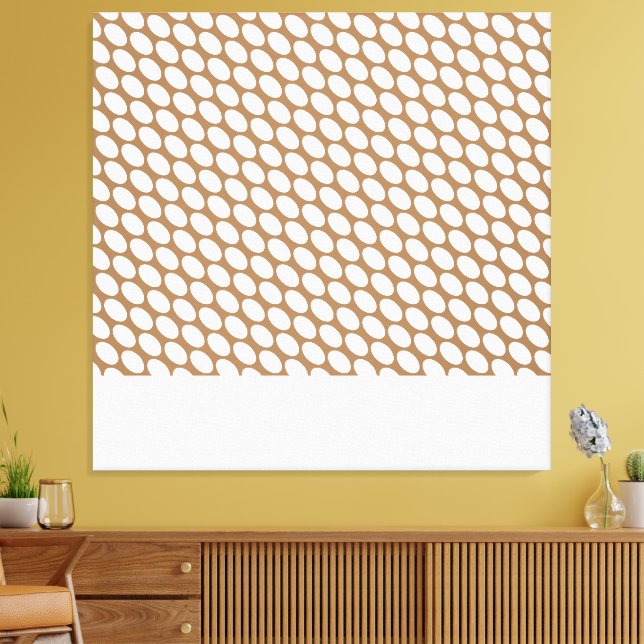 Fun Modern White Tiled Slant Ovals On Coffee Brown Canvas Print (Insitu(LivingRoom))