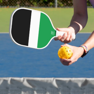 Fun Modern Wide Black White Kelly Green Stripes Pickleball Paddle
