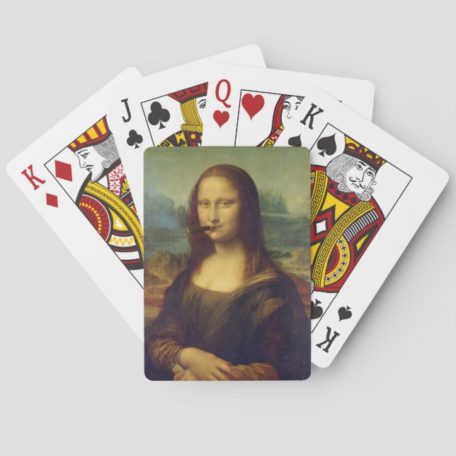 Fun Mona Lisa Art Smoking Cigar Smoker Playing Cards (Back)