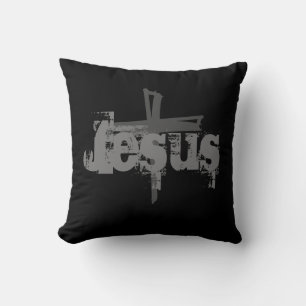 fun monochromatic JESUS CROSS Cushion
