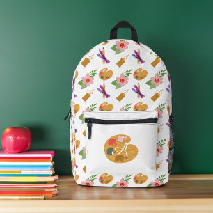 Fun Monogram Artist Art Pattern School Printed Backpack