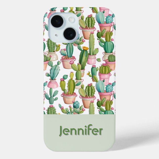 Fun monogram bright cacti  Case-Mate iPhone case (Back)
