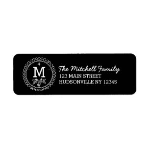 Fun Monogram Festive Black and White Holiday