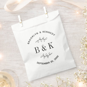 Fun Monogram Floral Botanical Wedding Couple Name Favour Bags
