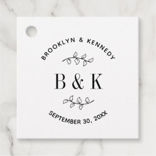 Fun Monogram Floral Botanical Wedding Couple Name Favour Tags