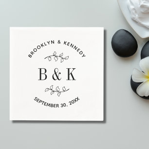 Fun Monogram Floral Botanical Wedding Couple Name Napkin