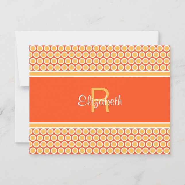 Fun Monogram Yellow Orange White Geometric Pattern Card (Front)