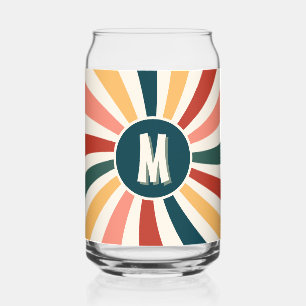 Fun Monogrammed Colourful Retro Pattern Can Glass