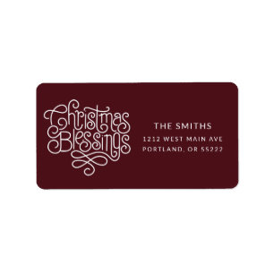 Fun monoline Christmas Blessings script Label