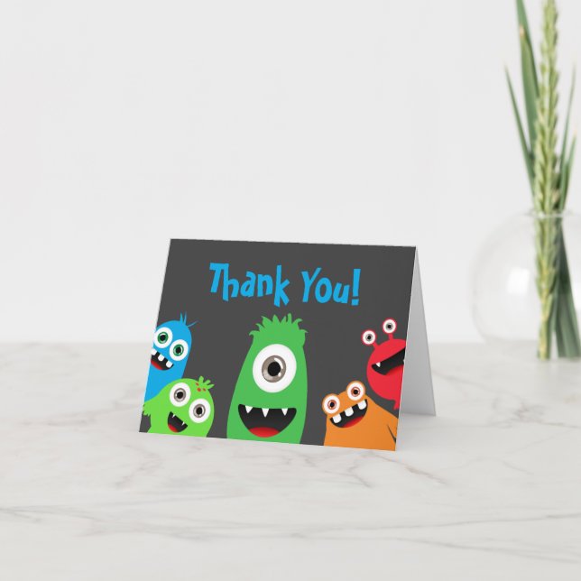 Fun Monster Bash Thank You Notes (Front)