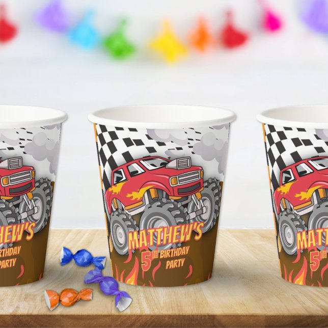 Fun Monster Truck Birthday Paper Cups (Creator Uploaded)