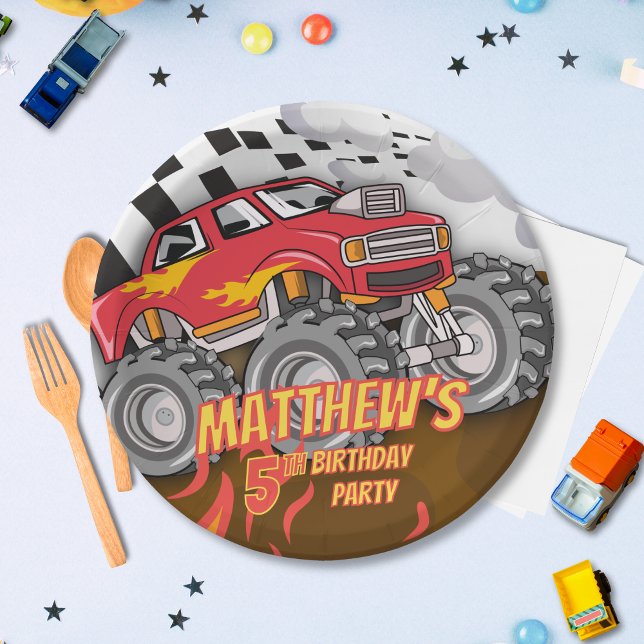 Fun Monster Truck Birthday Paper Plate (Creator Uploaded)