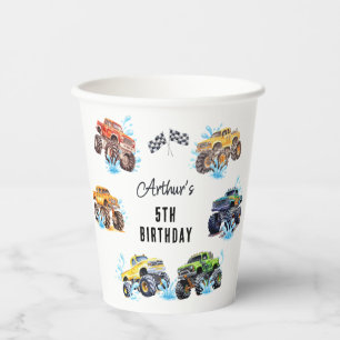 Fun Monster Truck Birthday Pool Party Paper Cups