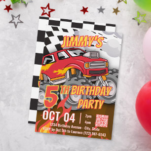 Fun Monster Truck QR Code Birthday Party 