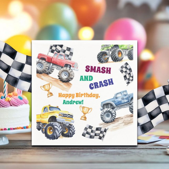 Fun Monster Trucks Birthday Party Napkin (Creator Uploaded)
