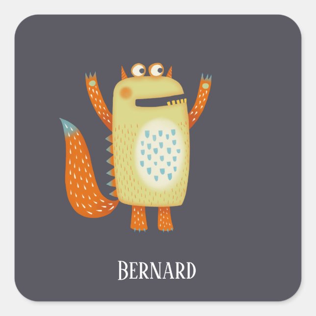 Fun Monsters Personalised Square Sticker (Front)