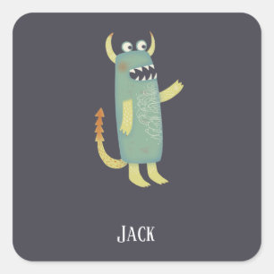 Fun Monsters Personalised Square Sticker