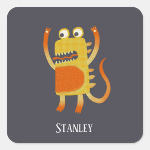 Fun Monsters Personalised Square Sticker