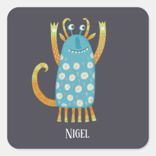 Fun Monsters Personalised Square Sticker