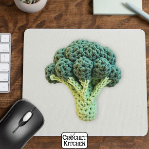 Fun Mood Boost Green Minimalist Crochet Broccoli Mouse Pad