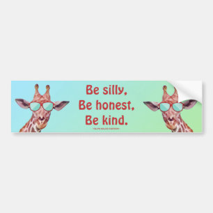 Fun Motivational Quote Emerson Be Silly Giraffe  Bumper Sticker